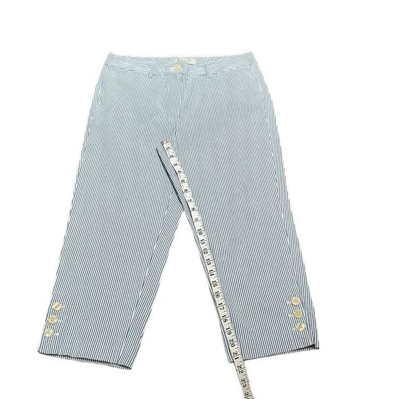 Talbots Women’s Blue And White Pinstripe Petal Pusher Cropped Pant, Size 6 - Picture 6 of 7